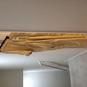 Zara one shoulder khaki jumpsuit with side zipper and pockets on legs size large